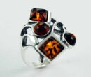 Ring Amber Silver Shaped Stone