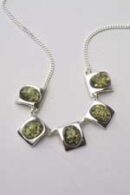 Necklace Amber Green Oval Square