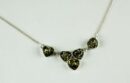 Necklace Amber Green Hearts 5 Stones