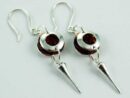 Earring Amber Silver Circle Dropper