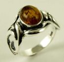 Silver Ring Amber Oval