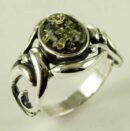 Silver Ring Amber Oval