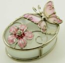 Jewellery Box Oval White Glass