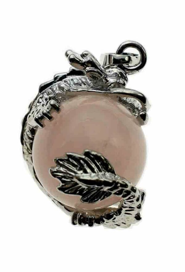 Pendant Dragon On Rose Quartz Ball