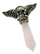 Pendant Skull Wand Rose Quartz