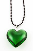 Necklace Heart Green Glass