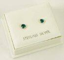 Earring Silver Aqua Stone 3mm