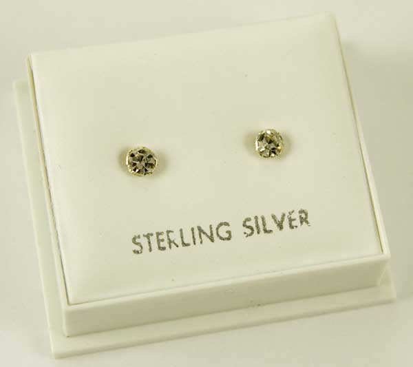 Earring Silver Clear Stone 3mm