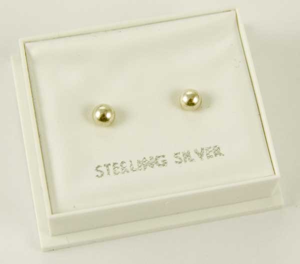 Earring Silver Plain Ball 3mm