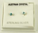 Earring Silver Stud Aqua 3mm