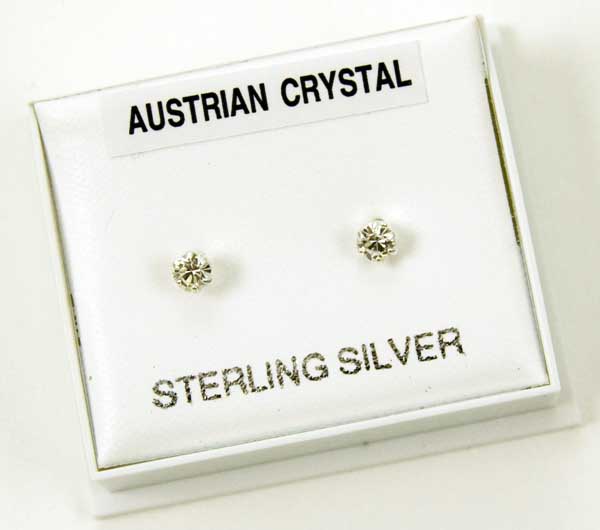 Silver Earring Stud Clear 3mm