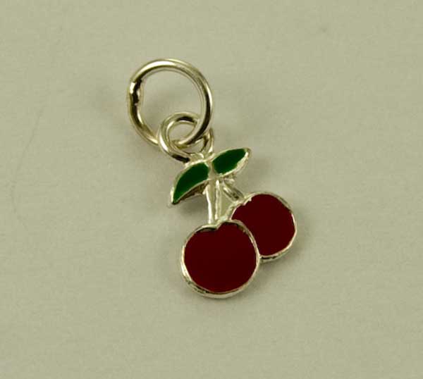 Pendant Silver Cherry Enamel