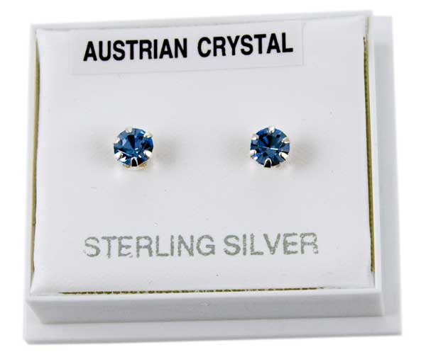 Earring Silver Stud Light Blue