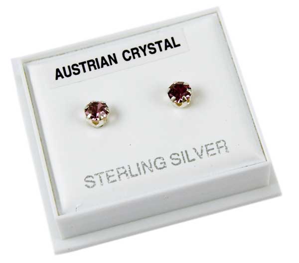 Earring Silver Stud Light Purple