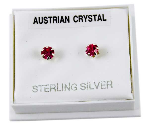 Earring Silver Stud Pink