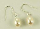 Silver Earring Pearl Drop
