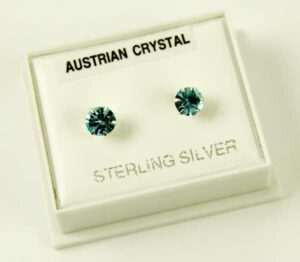Silver Earring Stud Aqua