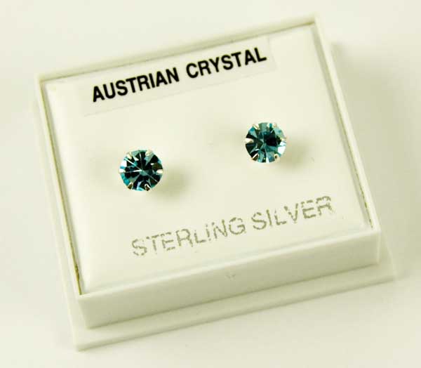 Silver Earring Stud Aqua