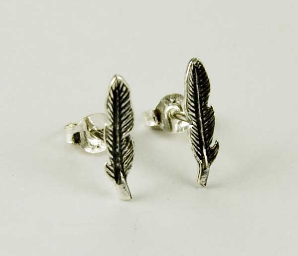 Earring Silver Stud Feather