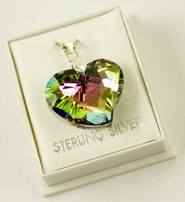 Silver Pendant Heart Rainbow