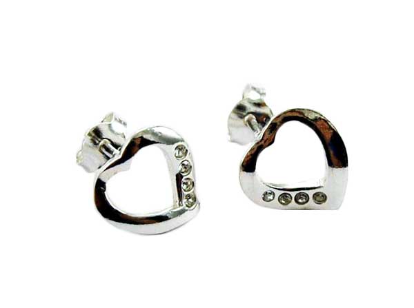 Earring Heart With Four Stones Clear
