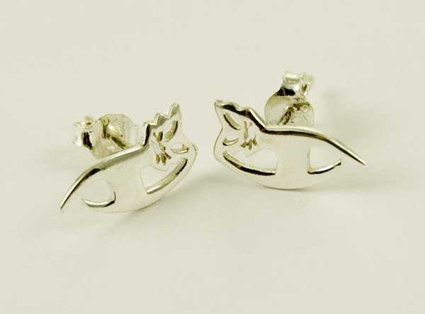 Earring Silver Stud Cat