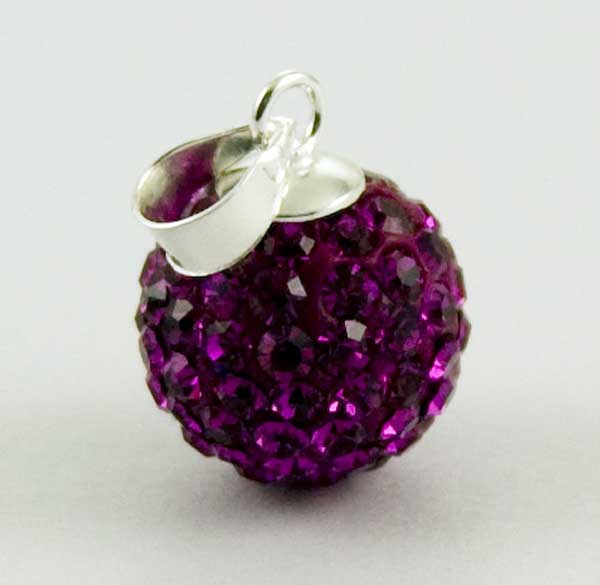 Pendant Silver Cluster Fuchsia 12mm Ball
