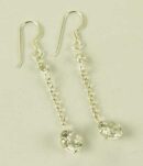 Silver Earring Drop Clear L5cm