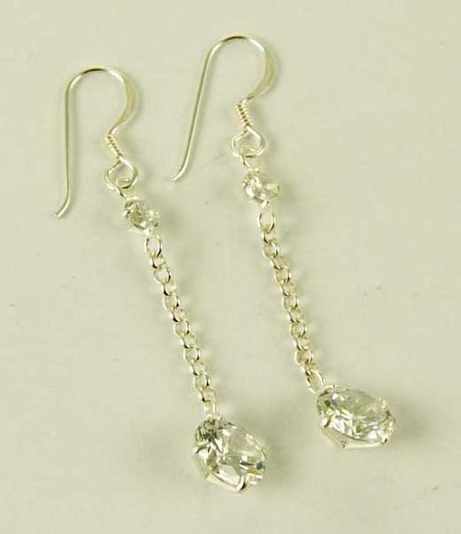 Silver Earring Drop Clear L5cm