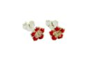 Earring Silver Flower Pink