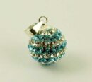 Pendant Silver Ball 12mm Aqua And White