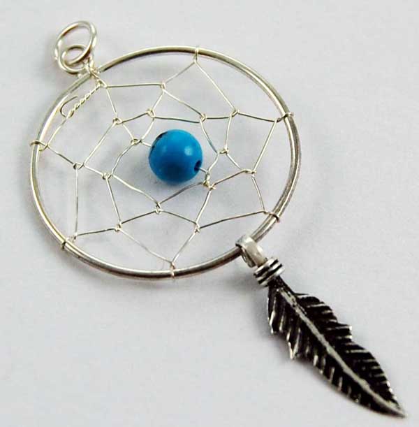 Pendant Silver Dream Catcher Turquoise 20mm