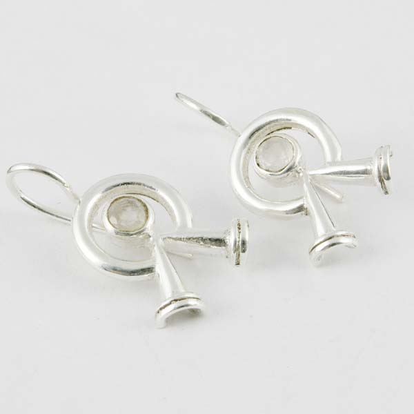 Silver Earring Stone Clear