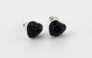 Earring Silver Stud Heart Jet