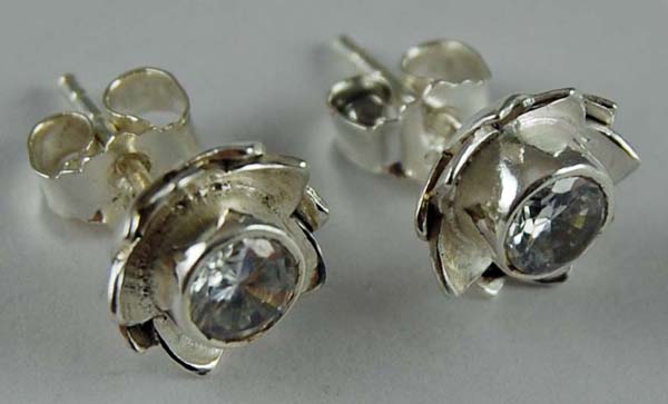 Earring Silver Stud Clear