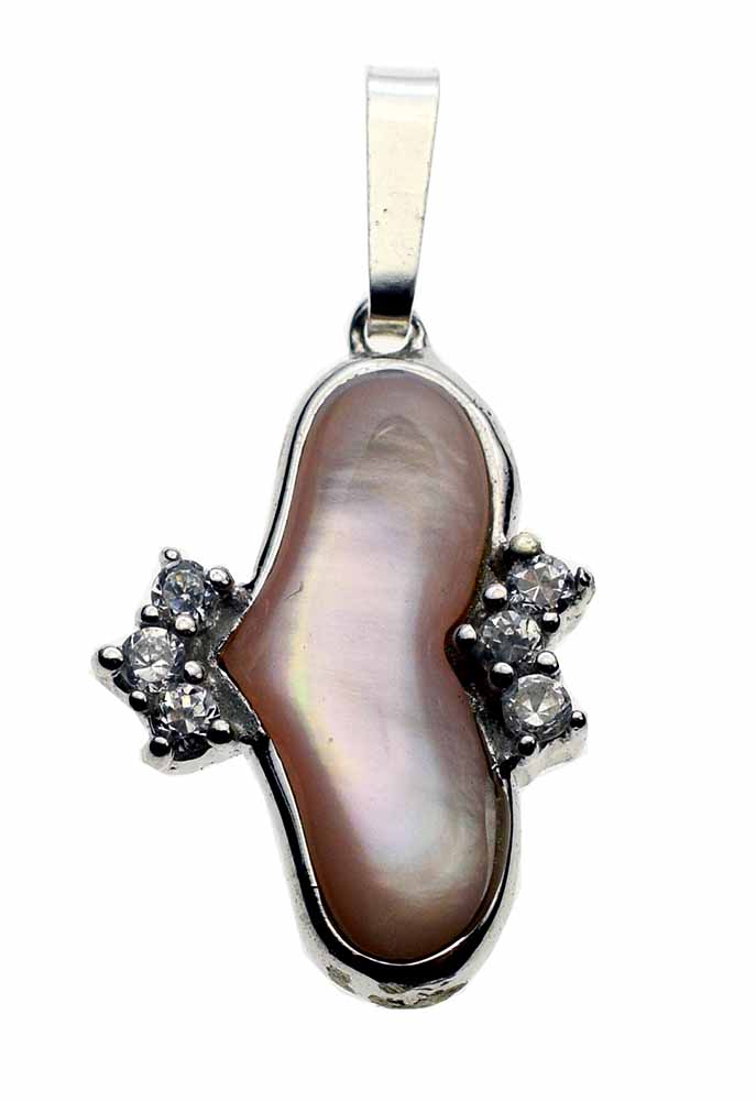 Silver Pendant Heart Mother Of Pearl