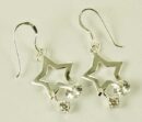 Silver Earring Star Clear L3cm