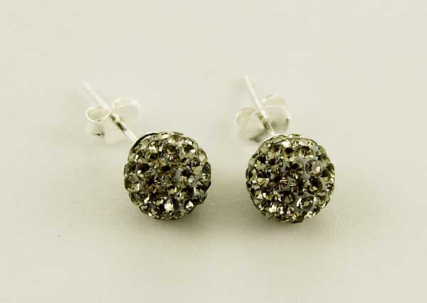 Earring Cluster Black 8mm Ball
