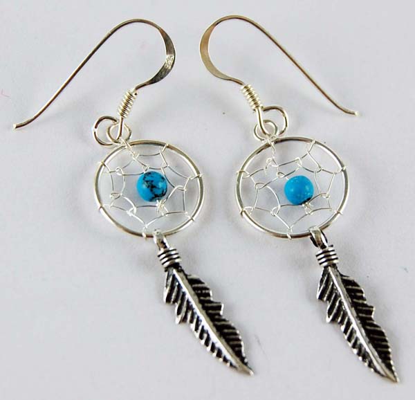 Earring Dreamcatcher Turq 12mm