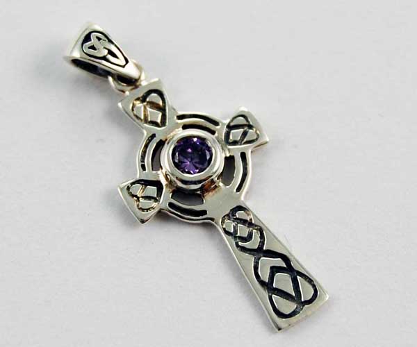 Pendant Silver Cross Amethyst