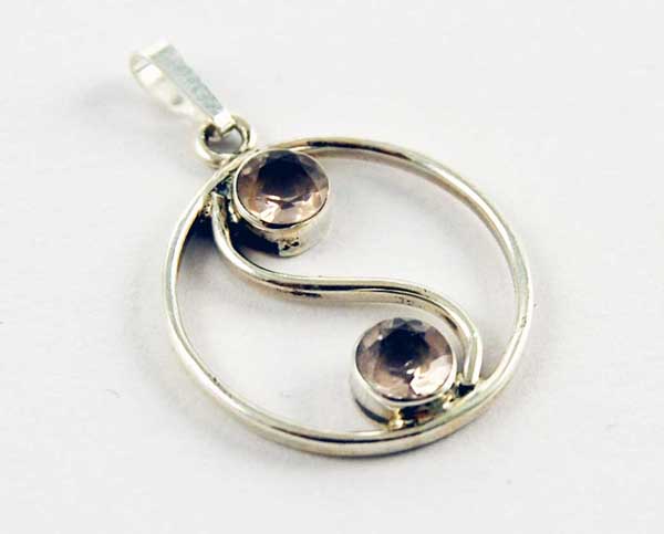 Pendant Silver Rose Quartz Ying Yang