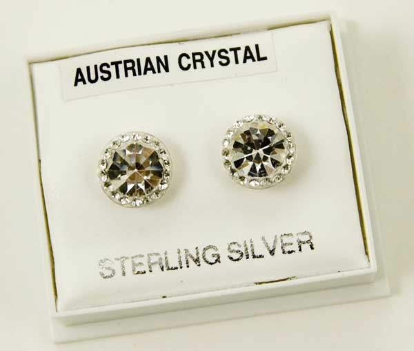 Silver Earring Faceted Stone