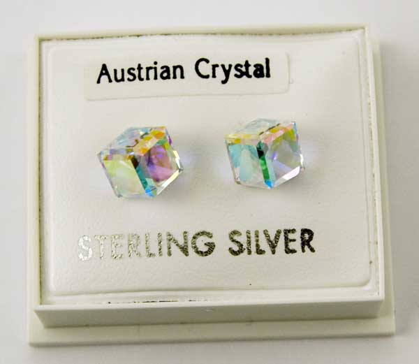 Earring Silver Cube W0.5cm