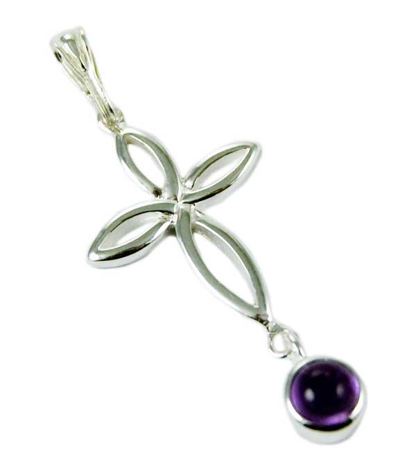 Pendant Silver Cross Amethyst