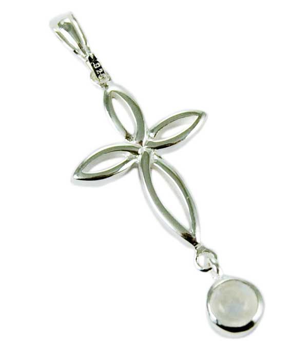 Pendant Silver Cross Moonstone