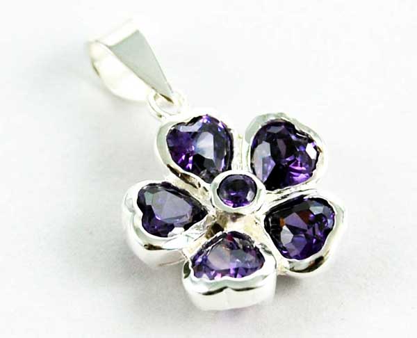 Pendant Silver Stone Flower
