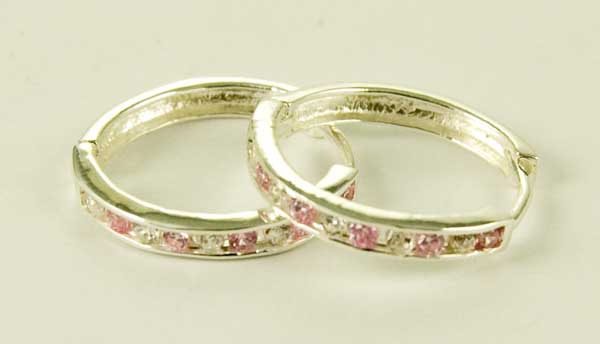 Silver Earring Hoop Pink D2cm