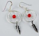 Earring Dreamcatcher Red 20mm