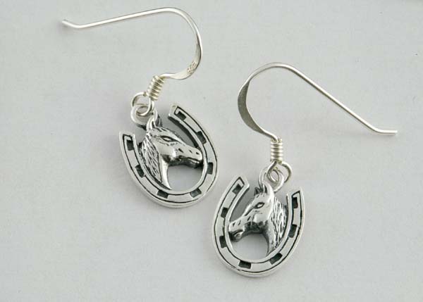 Earring Silver Horse In Shoe