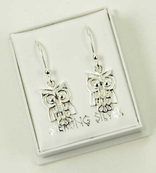 Silver Earring Owl L2.5cm